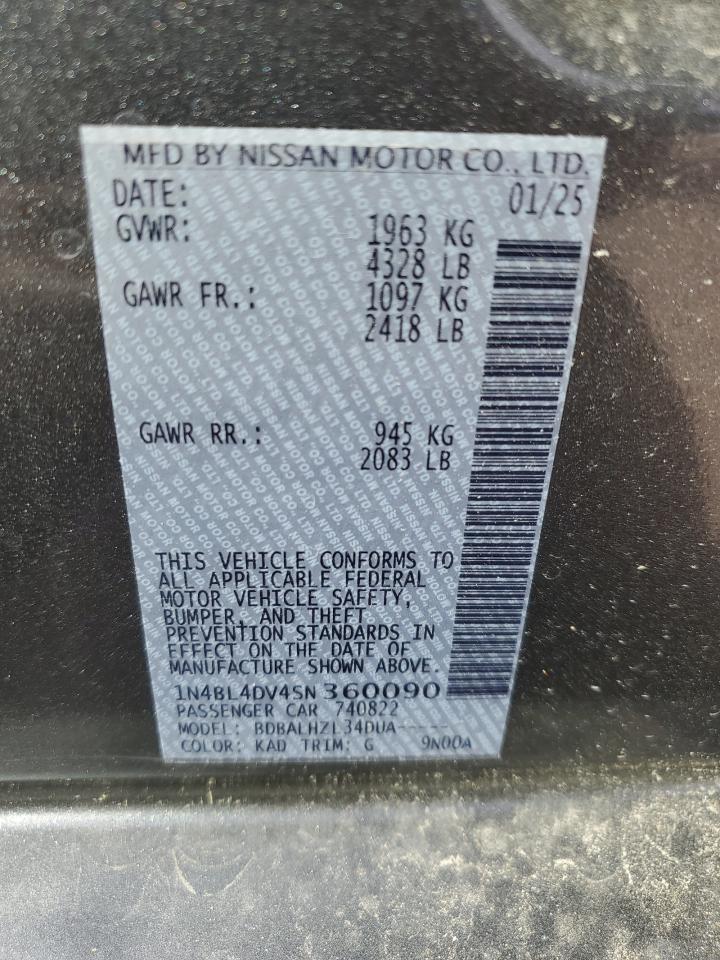 1N4BL4DV4SN360090 NISSAN ALTIMA 2025
