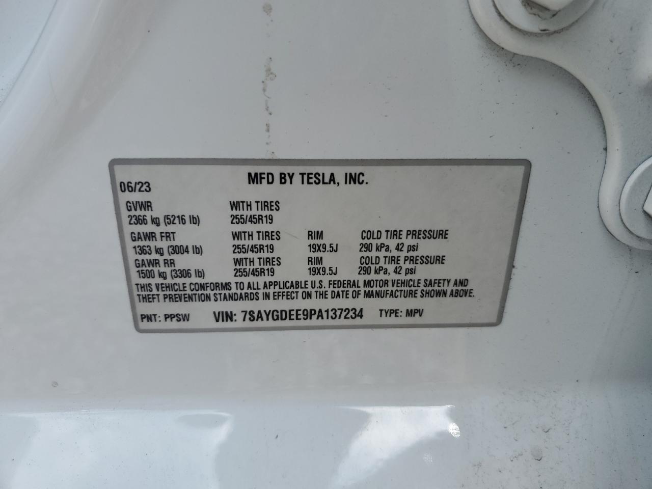2023 Tesla Model Y VIN: 7SAYGDEE9PA137234 Lot: 51009585