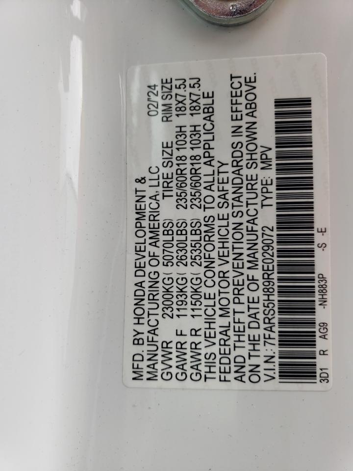 7FARS5H89RE029072 HONDA CRV 2024