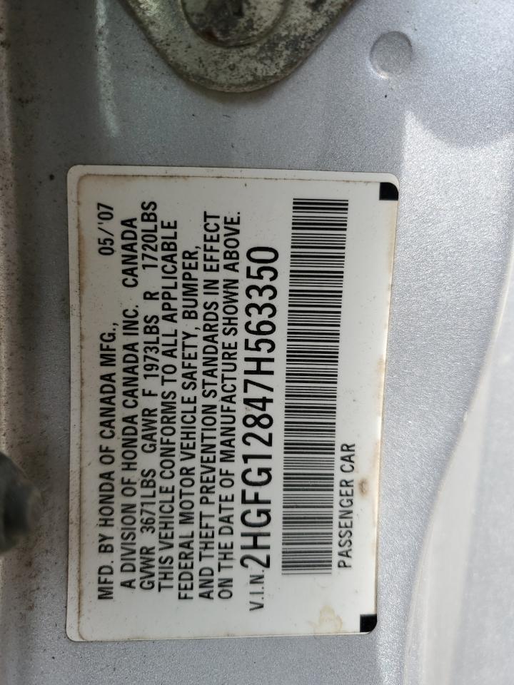 2007 Honda Civic Ex VIN: 2HGFG12847H563350 Lot: 48188005