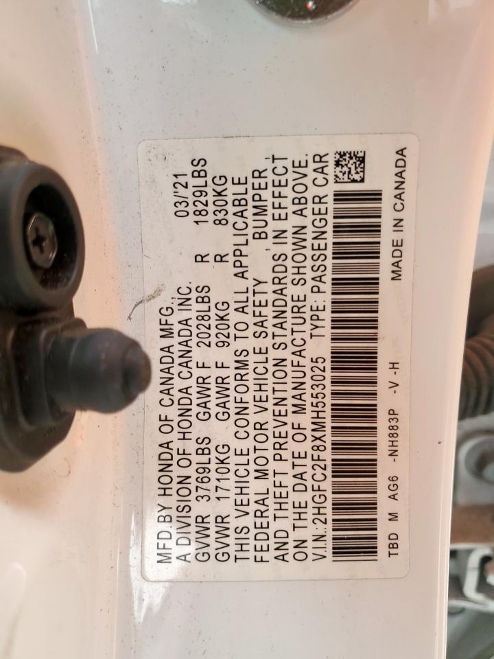2HGFC2F8XMH553025 HONDA CIVIC 2021
