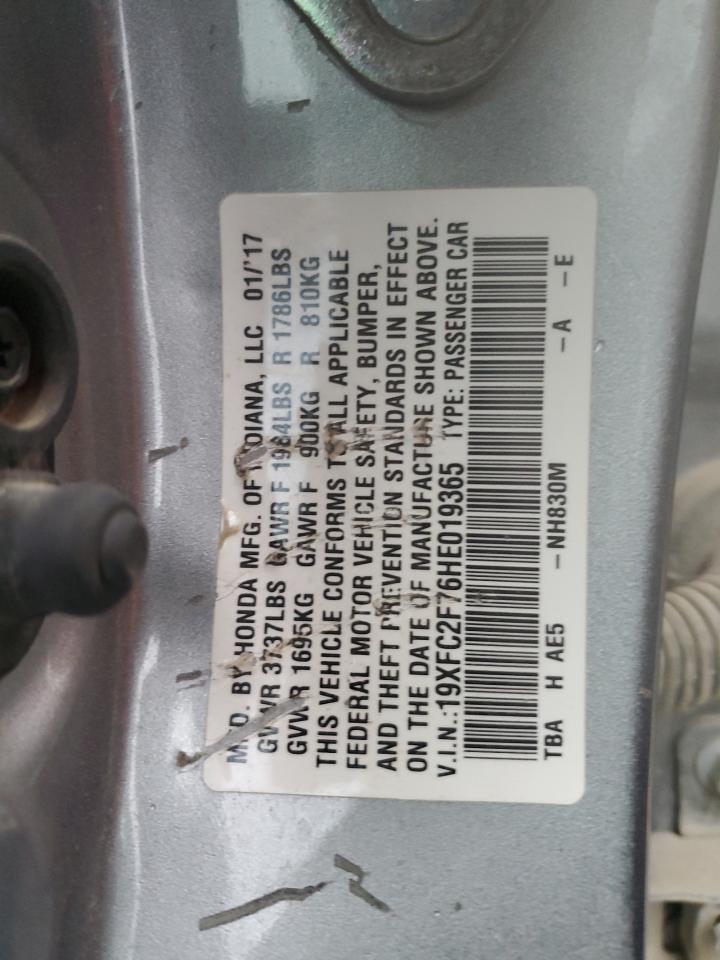 19XFC2F76HE019365 HONDA CIVIC 2017