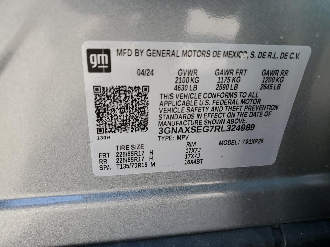 3GNAXSEG7RL324989 CHEVROLET EQUINOX 2024