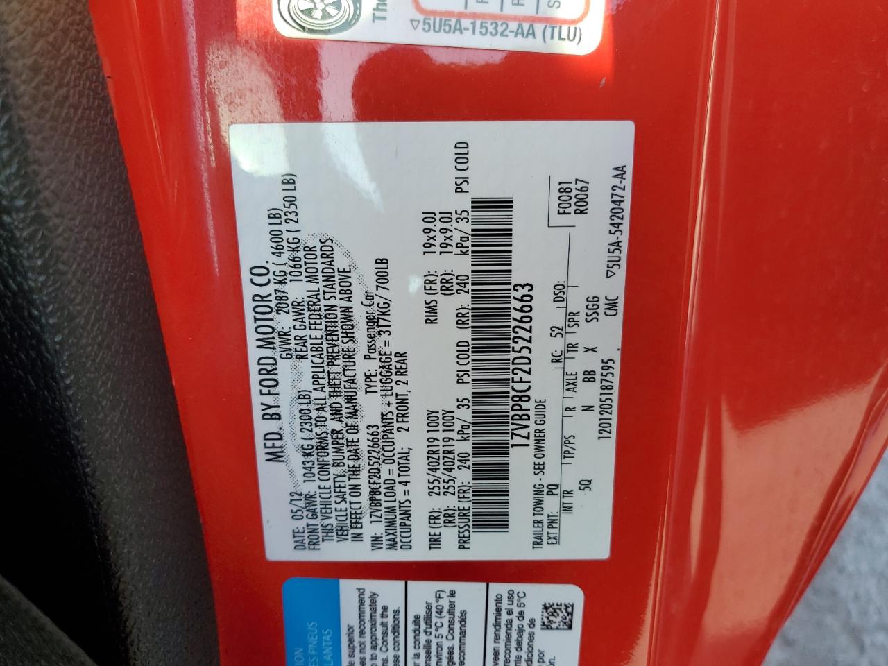 2013 Ford Mustang Gt VIN: 1ZVBP8CF2D5226663 Lot: 50233255