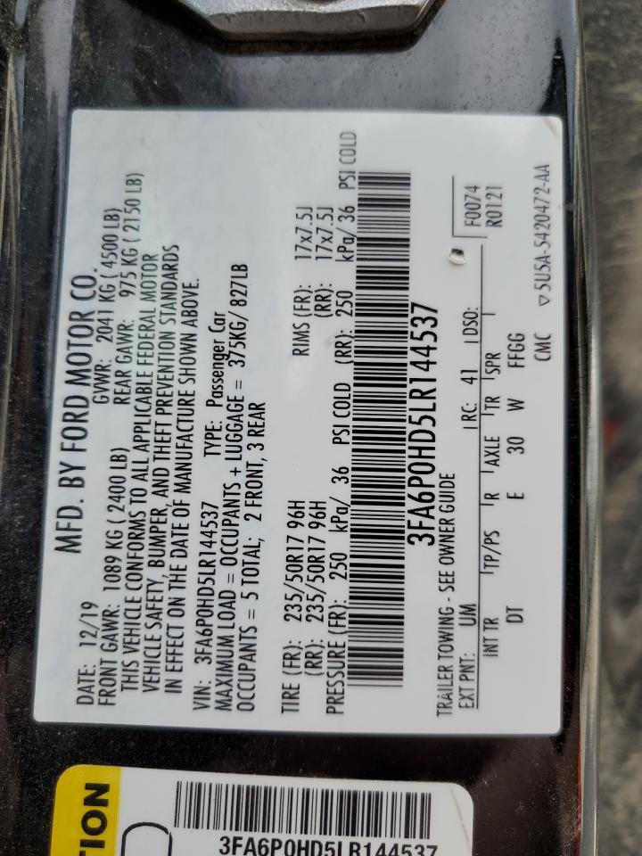 3FA6P0HD5LR144537 FORD FUSION 2020