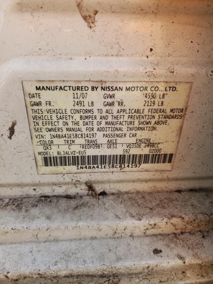 2008 Nissan Maxima Se VIN: 1N4BA41E58C814197 Lot: 50358775