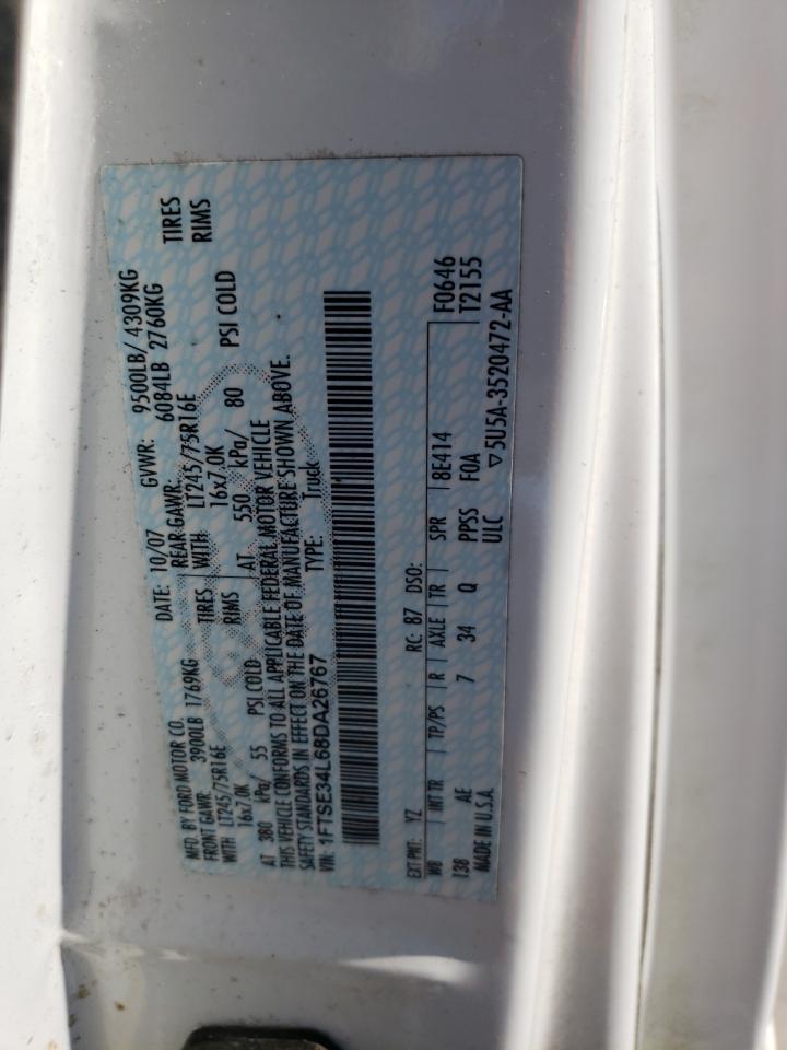 2008 Ford Econoline E350 Super Duty Van VIN: 1FTSE34L68DA26767 Lot: 49807165