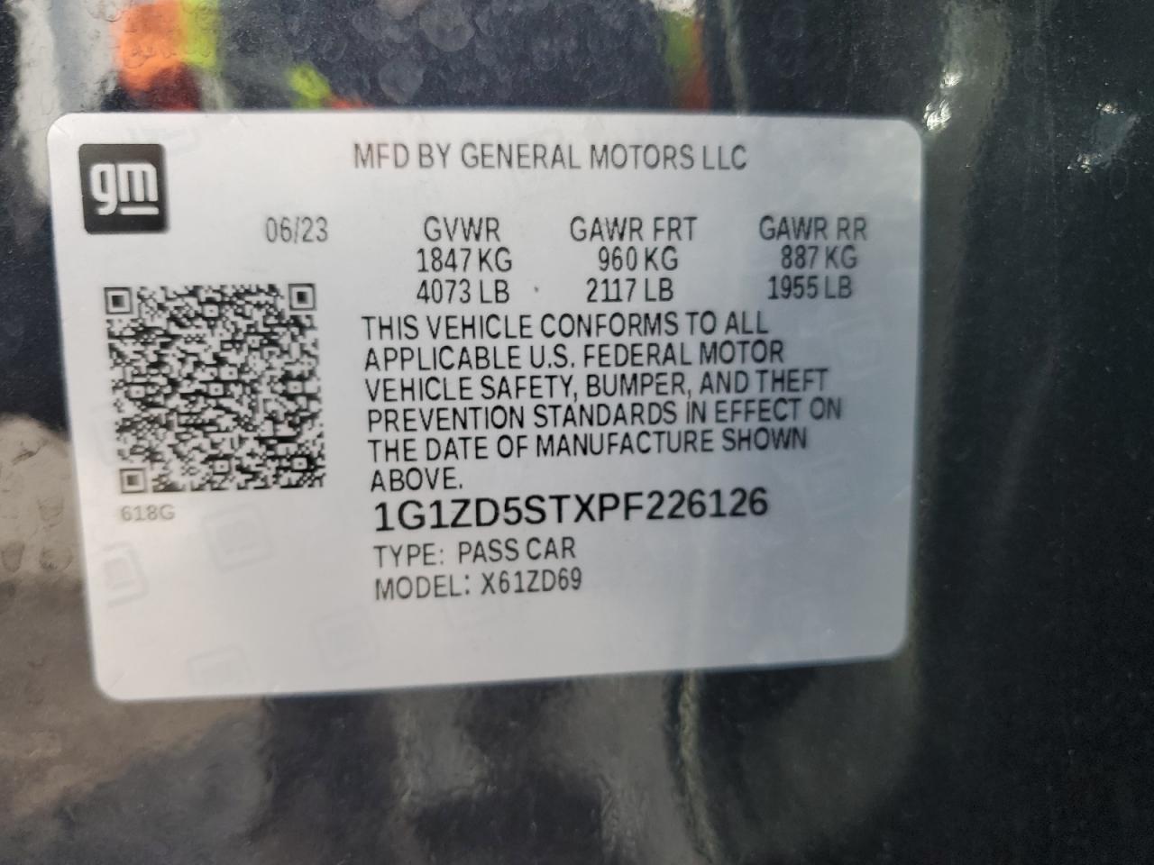 1G1ZD5STXPF226126 CHEVROLET MALIBU 2023