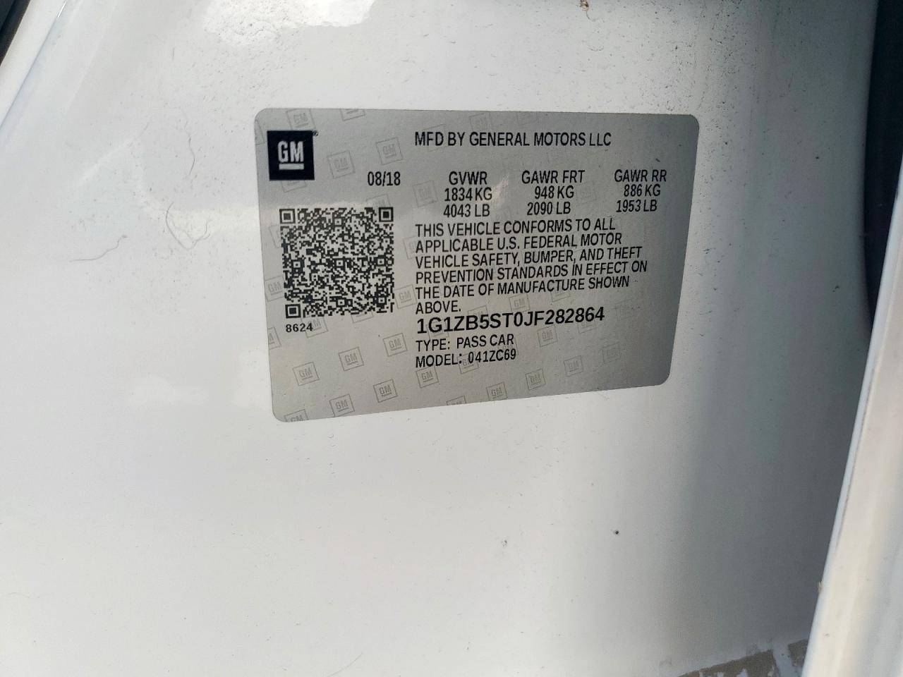 1G1ZB5ST0JF282864 CHEVROLET MALIBU 2018
