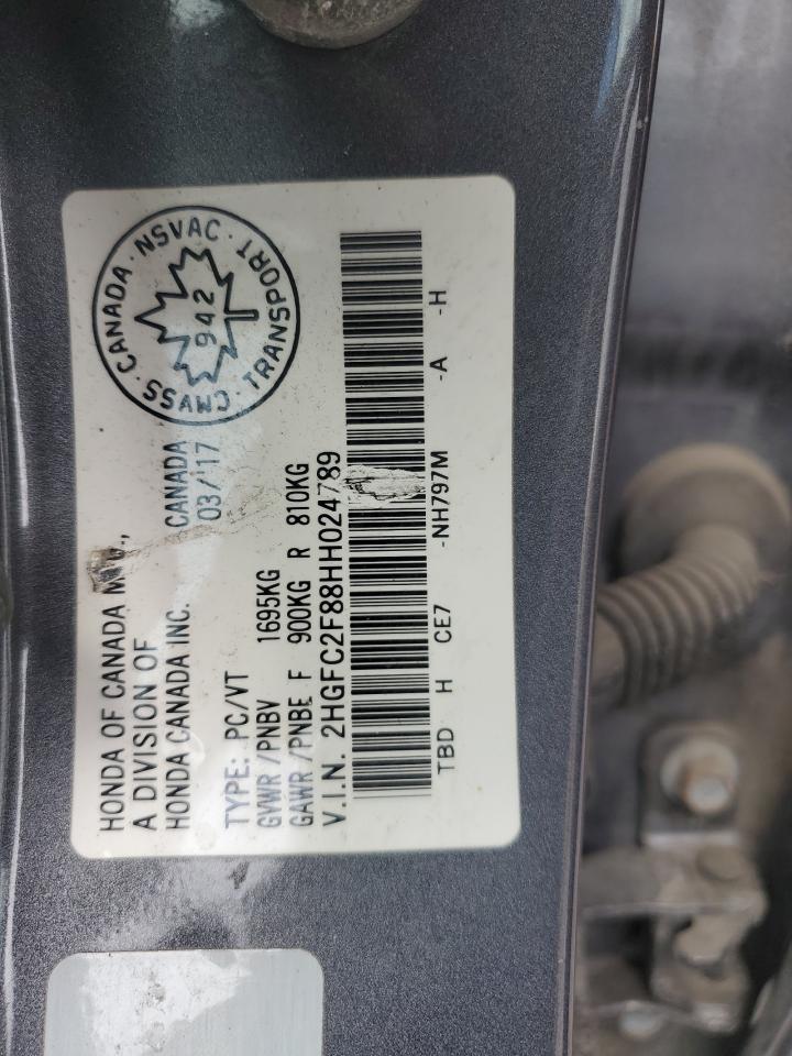 2HGFC2F88HH024789 HONDA CIVIC 2017