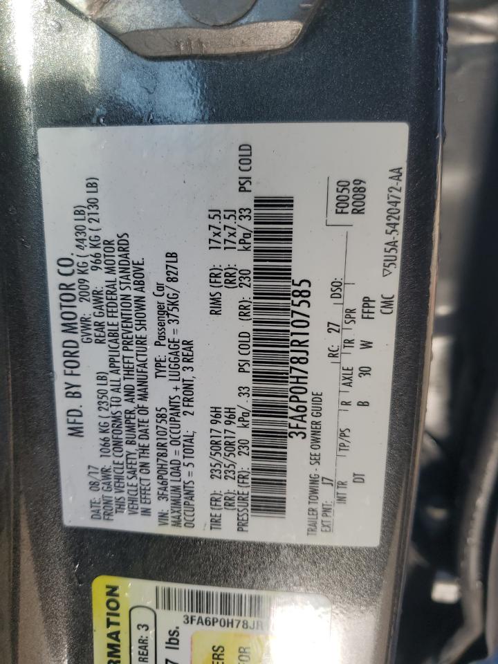 3FA6P0H78JR107585 FORD FUSION 2018