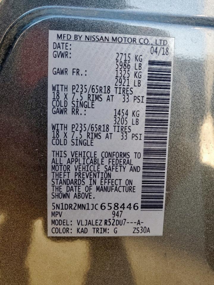 5N1DR2MN1JC658446 NISSAN PATHFINDER 2018