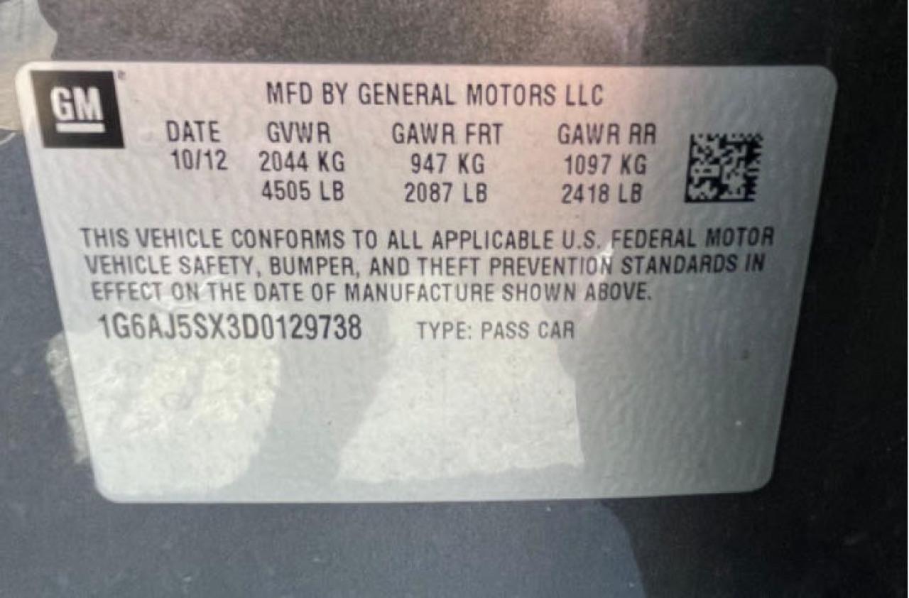 2013 Cadillac Ats Performance VIN: 1G6AJ5SX3D0129738 Lot: 50448695