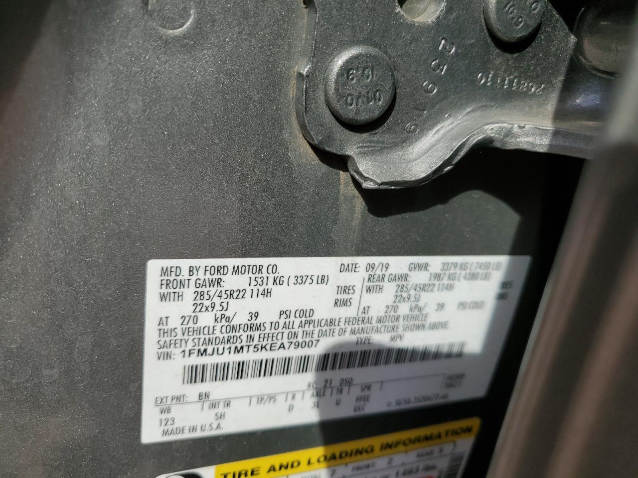 1FMJU1MT5KEA79007 FORD EXPEDITION 2019