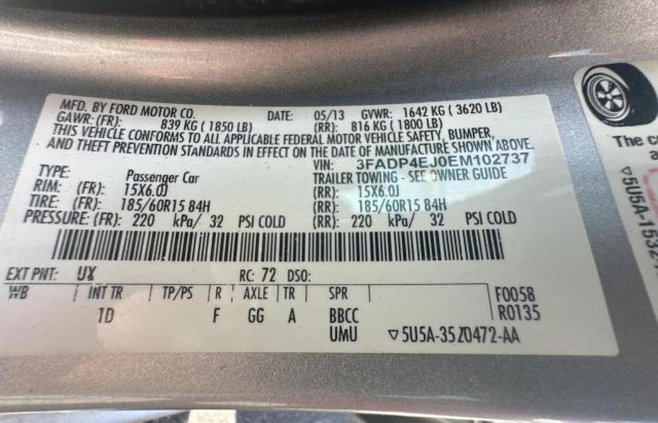 2014 Ford Fiesta Se VIN: 3FADP4EJ0EM102737 Lot: 47834825