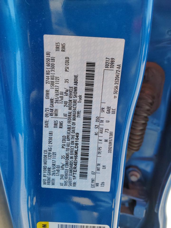 1FTER4EH6MLD81049 FORD RANGER 2021