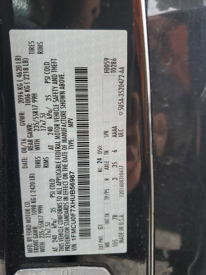1FMCU0F7XHUB56987 FORD ESCAPE 2017
