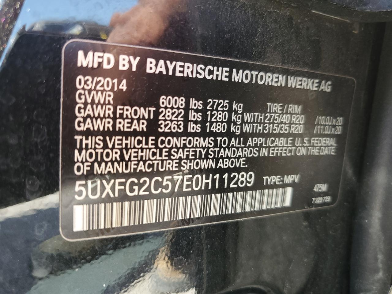 2014 BMW X6 xDrive35I VIN: 5UXFG2C57E0H11289 Lot: 50985425