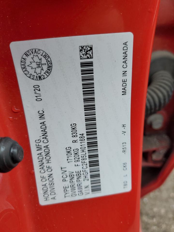 2HGFC2F85LH011684 HONDA CIVIC 2020