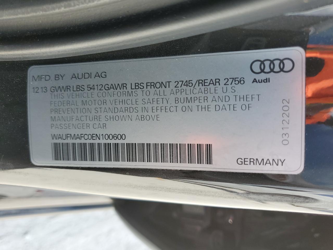 2014 Audi A6 Premium Plus VIN: WAUFMAFC0EN100600 Lot: 51011795