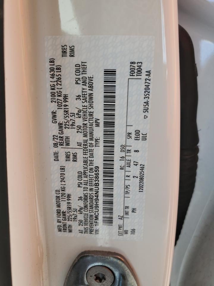 1FMCU9H94NUB38659 FORD ESCAPE 2022