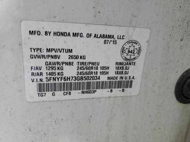 2016 HONDA PILOT EXLN