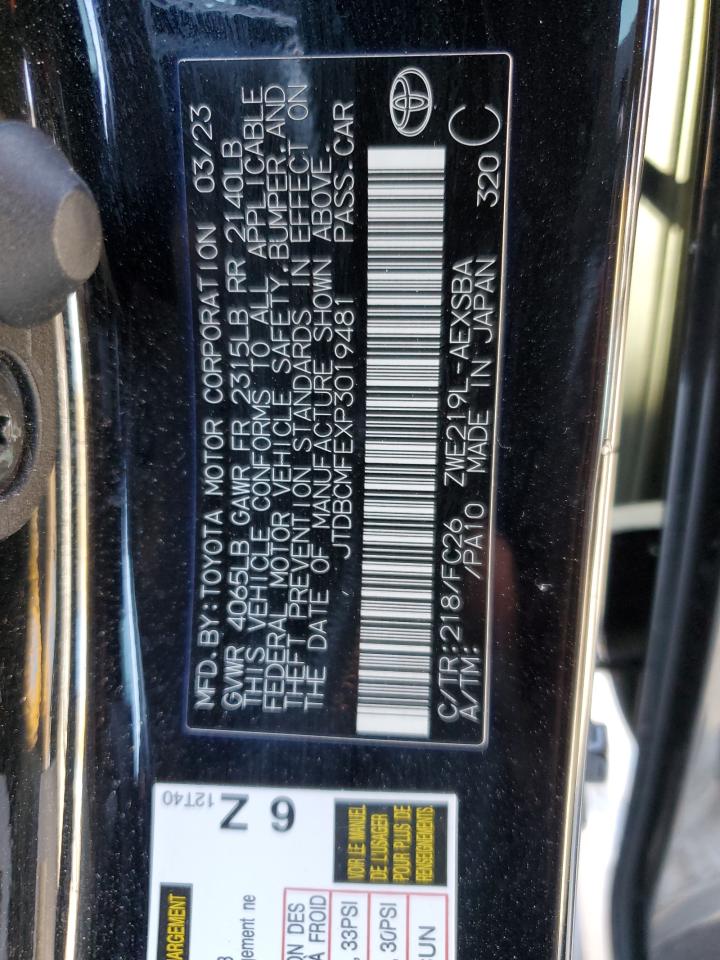 2023 Toyota Corolla Le VIN: JTDBCMFEXP3019481 Lot: 50382835