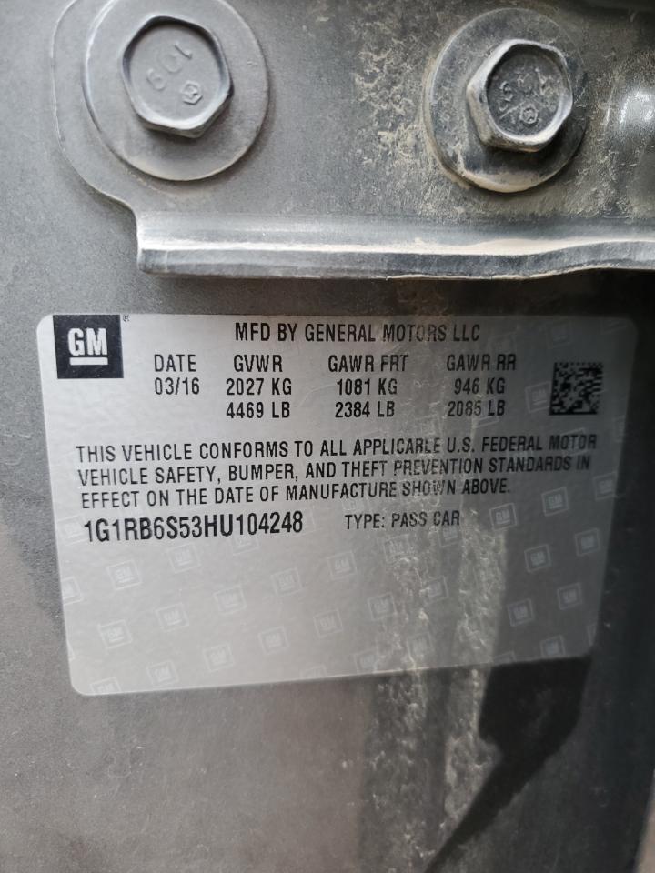 1G1RB6S53HU104248 CHEVROLET VOLT 2017