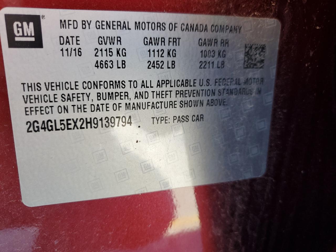 2017 Buick Regal Sport Touring VIN: 2G4GL5EX2H9139794 Lot: 49215275