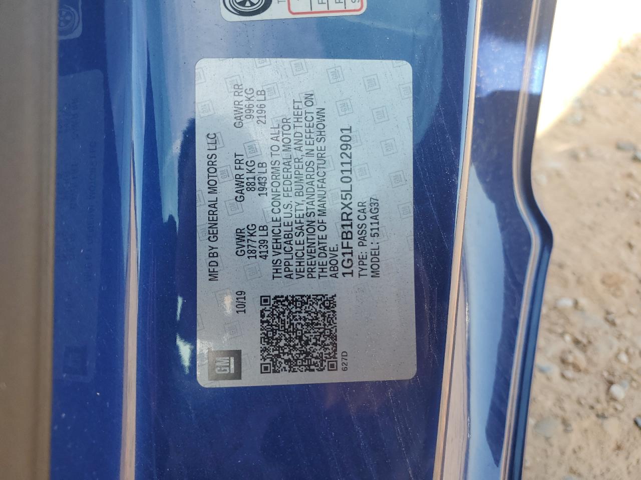 1G1FB1RX5L0112901 CHEVROLET CAMARO 2020