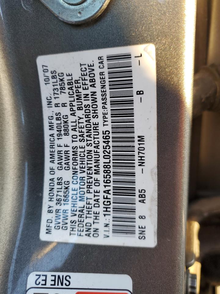 2008 Honda Civic Lx VIN: 1HGFA16588L025465 Lot: 48620375