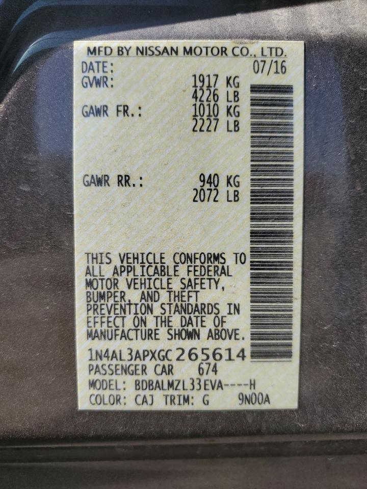 1N4AL3APXGC265614 NISSAN ALTIMA 2016