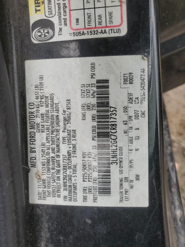 2012 Lincoln Mkz VIN: 3LNHL2GC7CR817357 Lot: 47522325