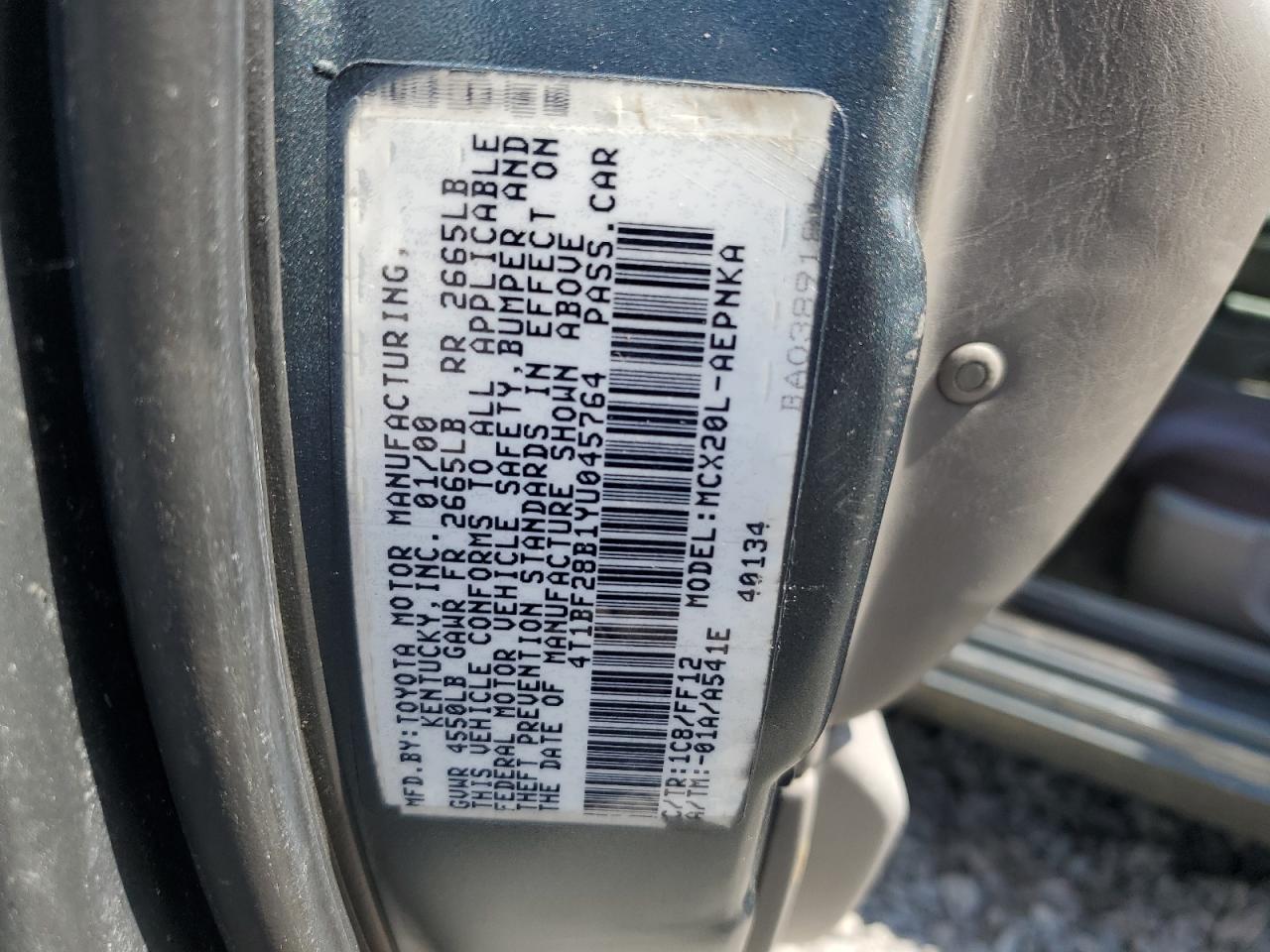 2000 Toyota Avalon Xl VIN: 4T1BF28B1YU045764 Lot: 51062855