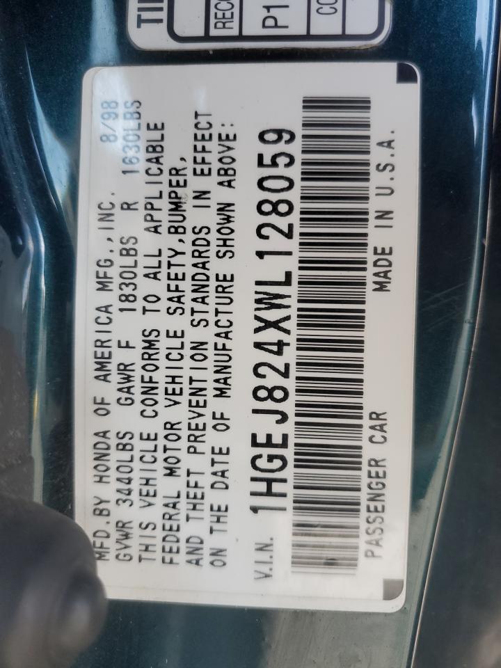1998 Honda Civic Ex VIN: 1HGEJ824XWL128059 Lot: 50824835