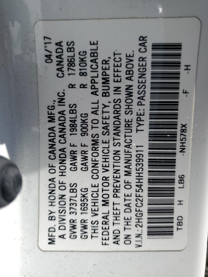 2HGFC2F54HH539911 HONDA CIVIC 2017