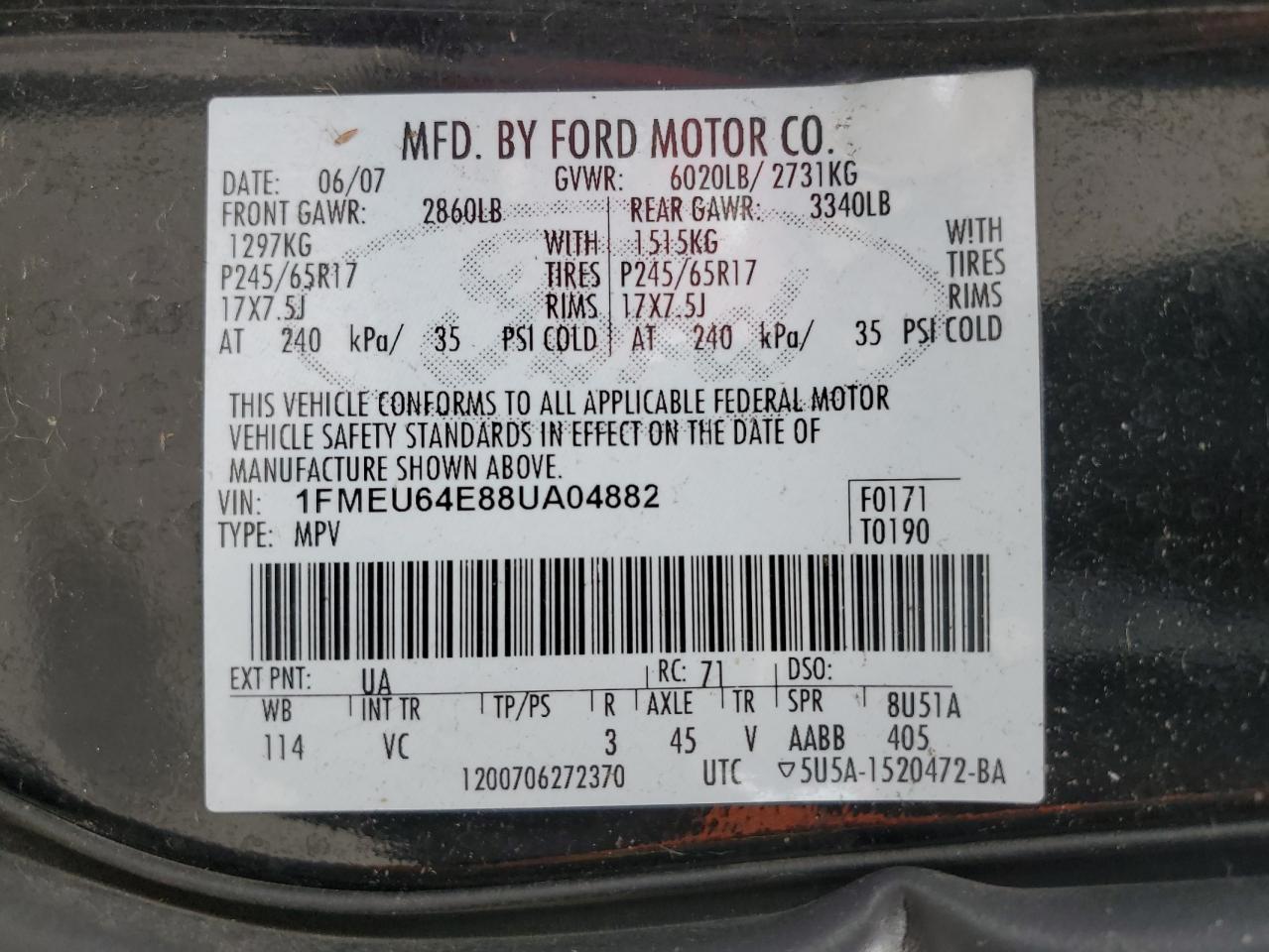 1fmeu64e88ua04882 1FMEU64E88UA04882 2008 Ford Explorer Eddie Bauer