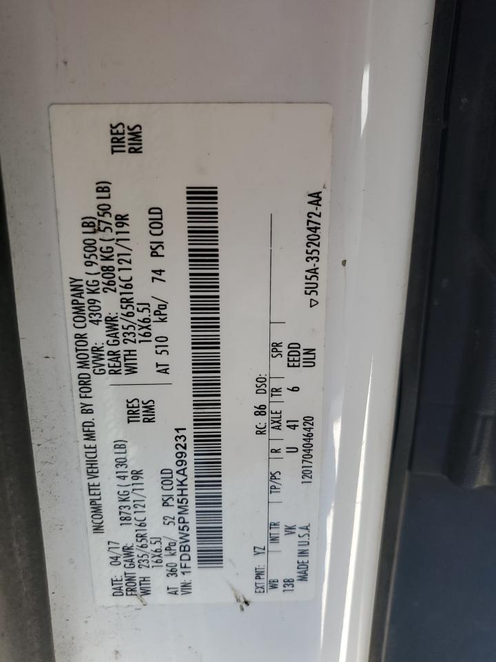 1FDBW5PM5HKA99231 FORD TRANSIT 2017