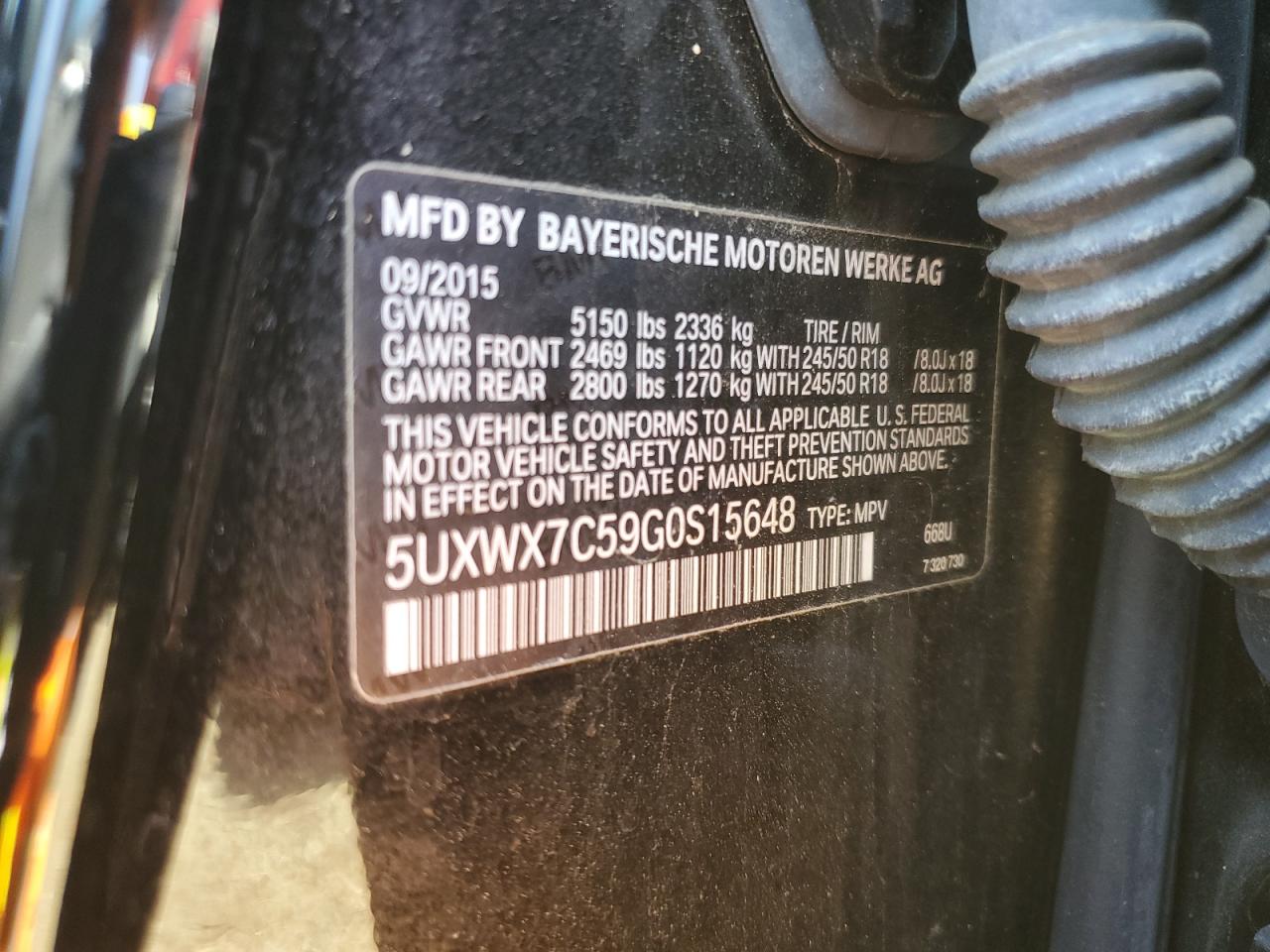 5UXWX7C59G0S15648 BMW X3 2016