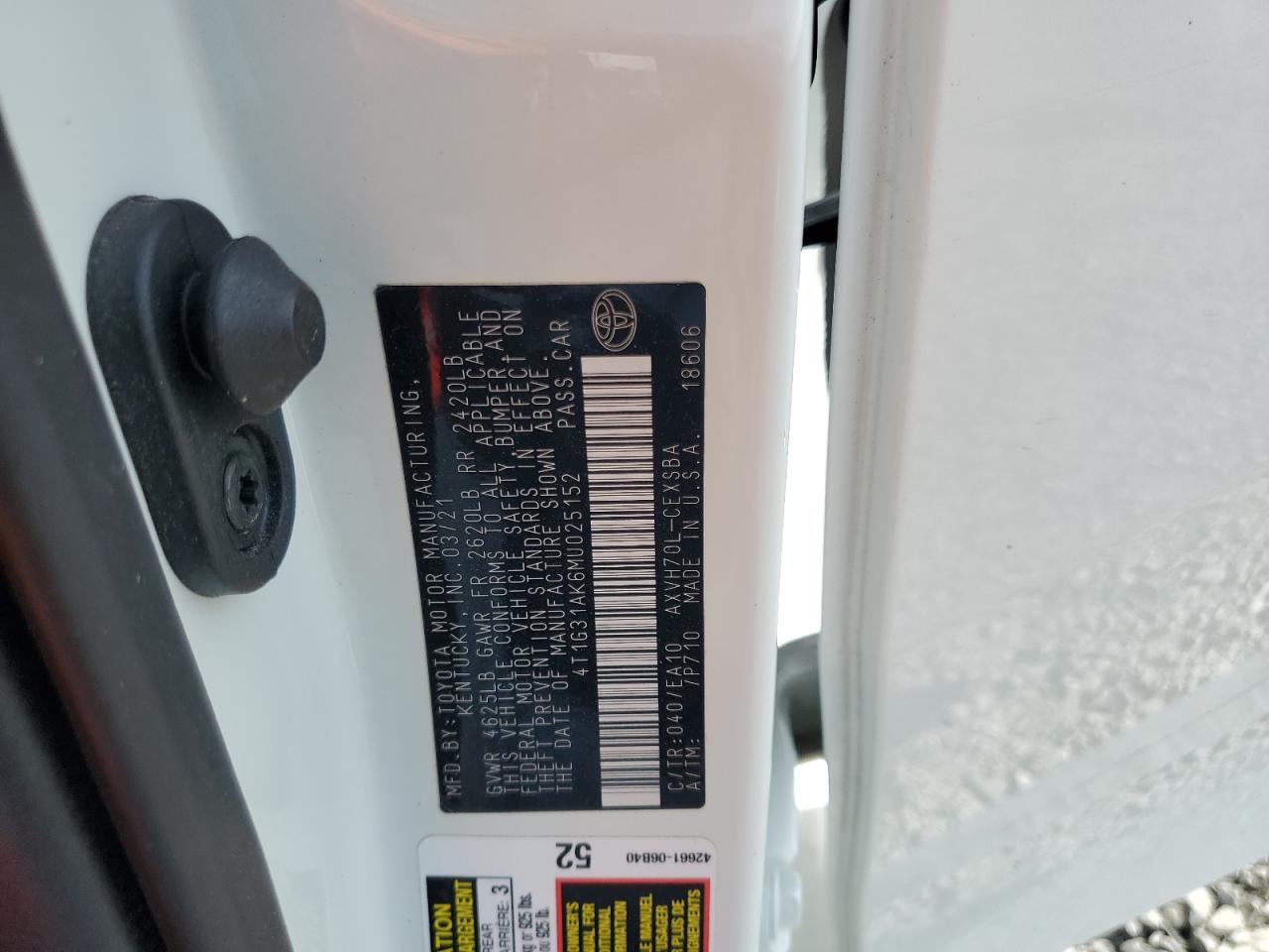 4T1G31AK6MU025152 TOYOTA CAMRY 2021