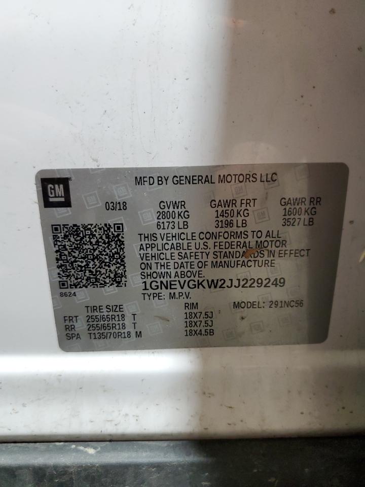 1GNEVGKW2JJ229249 CHEVROLET TRAVERSE 2018