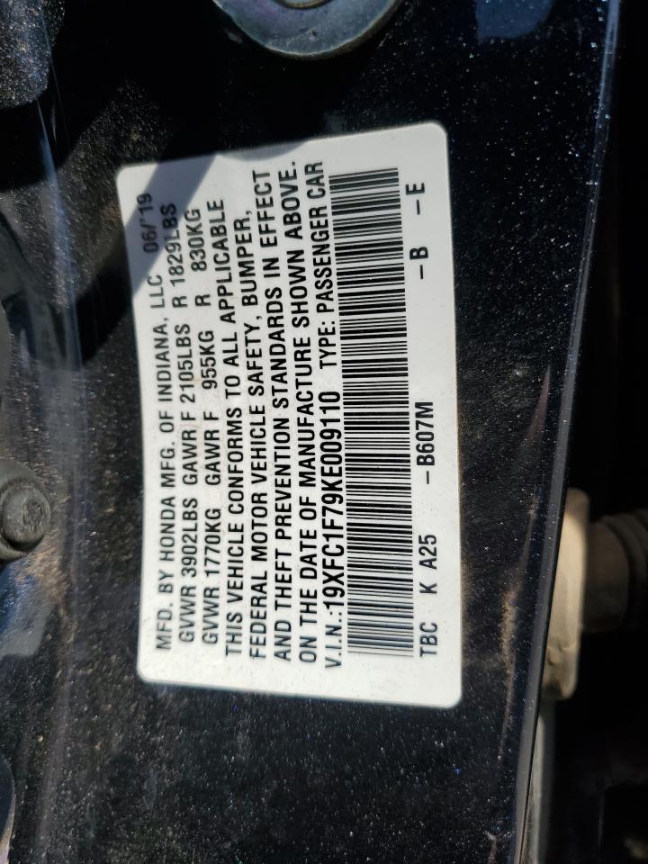 19XFC1F79KE009110 HONDA CIVIC 2019