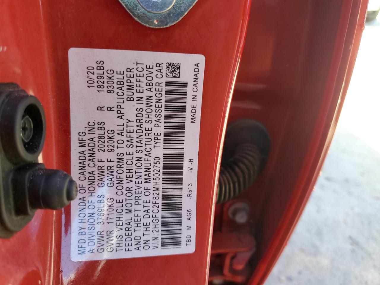 2HGFC2F82MH502750 HONDA CIVIC 2021