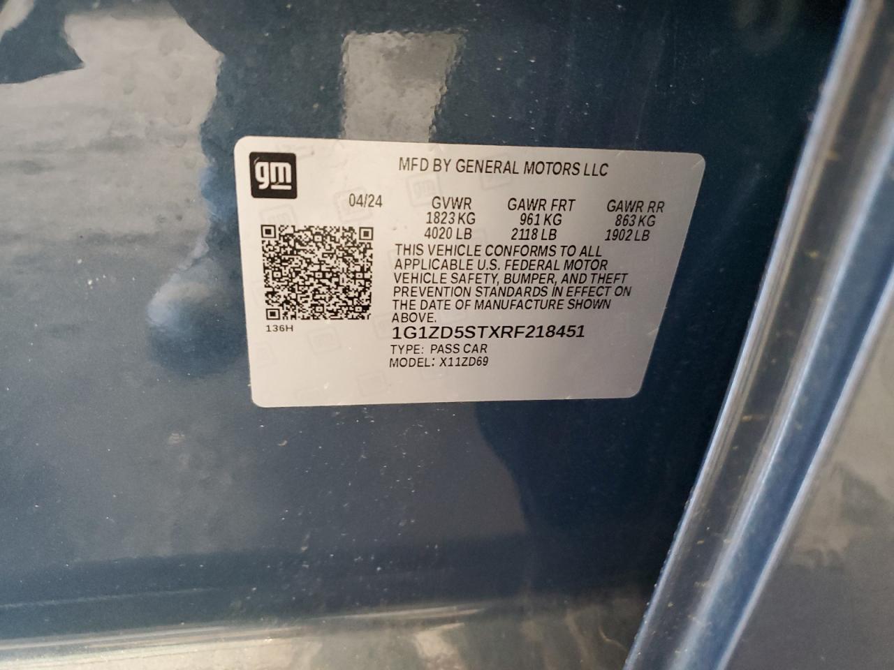 1G1ZD5STXRF218451 CHEVROLET MALIBU 2024