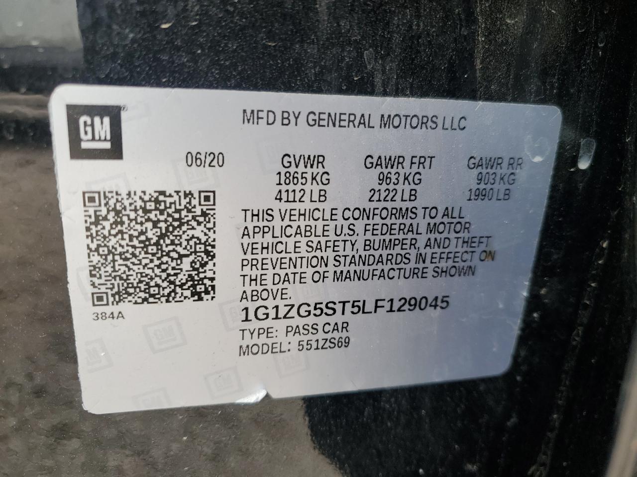 1G1ZG5ST5LF129045 CHEVROLET MALIBU 2020