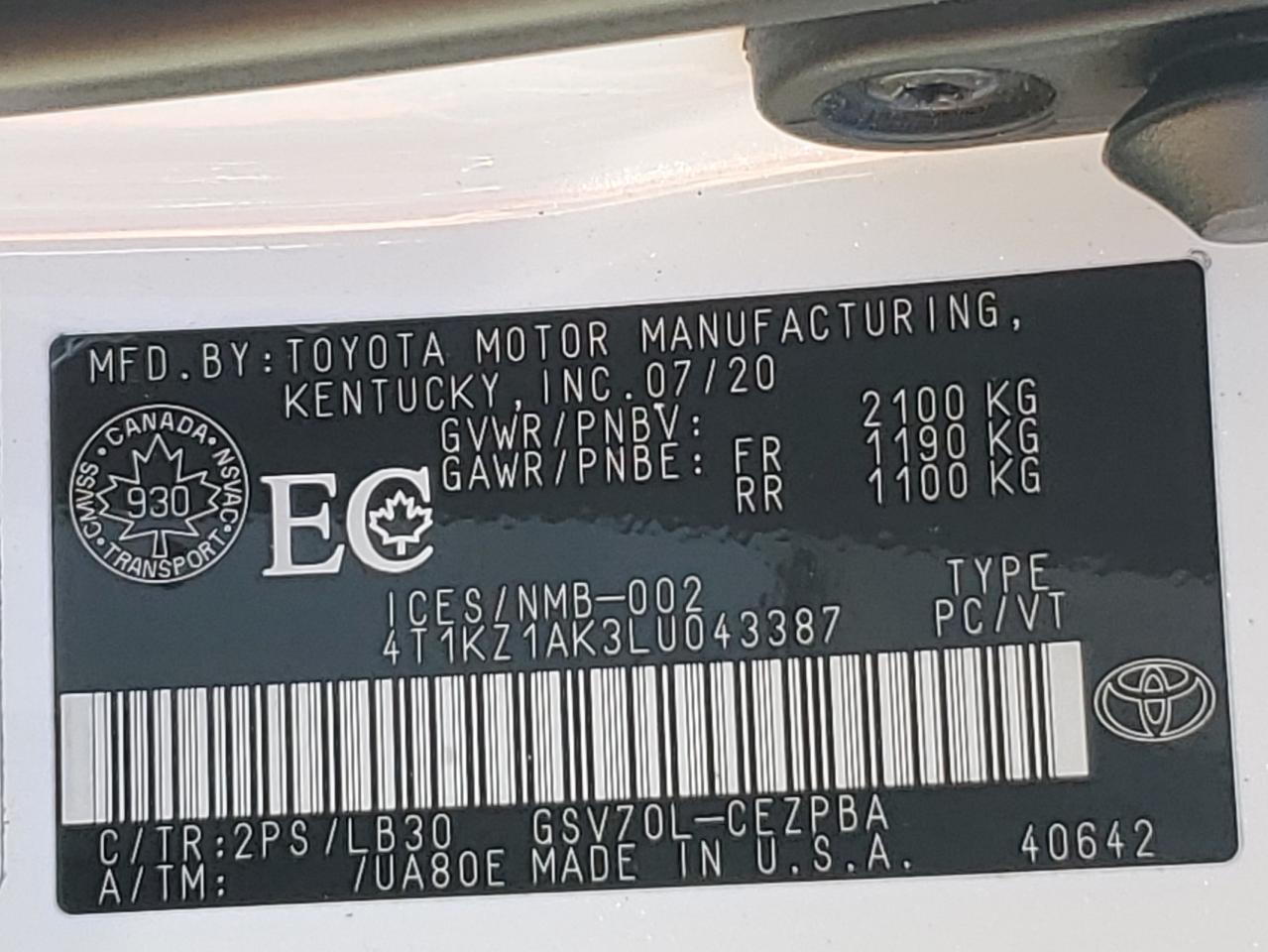 2020 Toyota Camry Trd VIN: 4T1KZ1AK3LU043387 Lot: 49187845