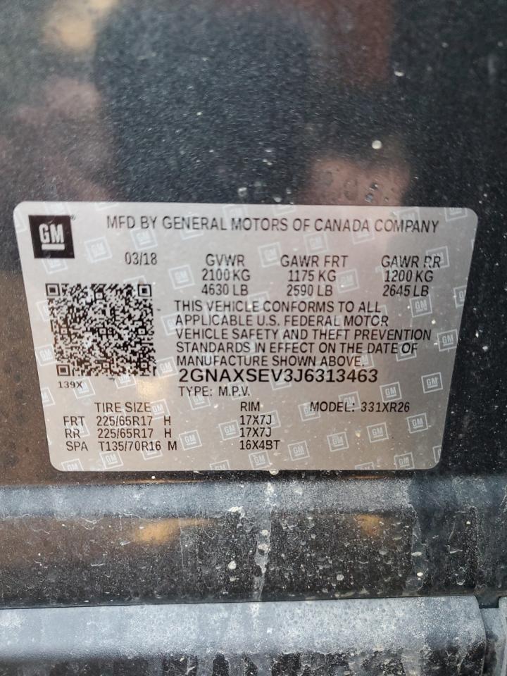 2018 Chevrolet Equinox Lt VIN: 2GNAXSEV3J6313463 Lot: 49032245