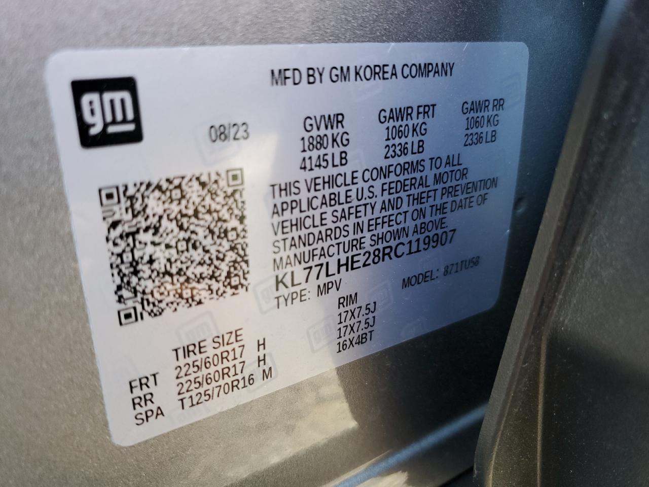 KL77LHE28RC119907 CHEVROLET TRAX 2024
