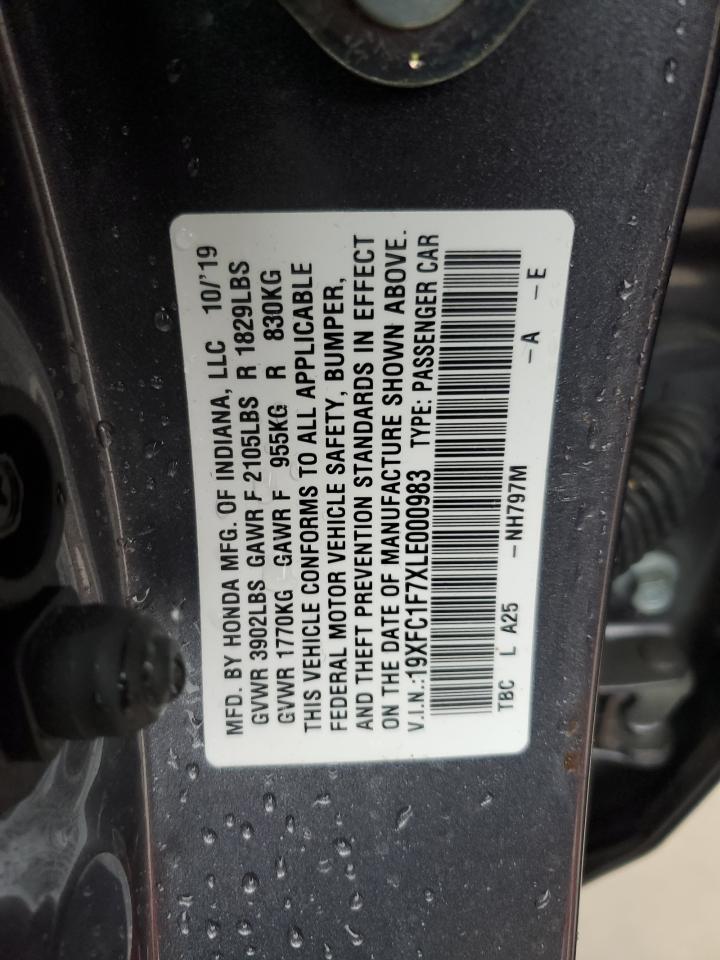 19XFC1F7XLE000983 HONDA CIVIC 2020