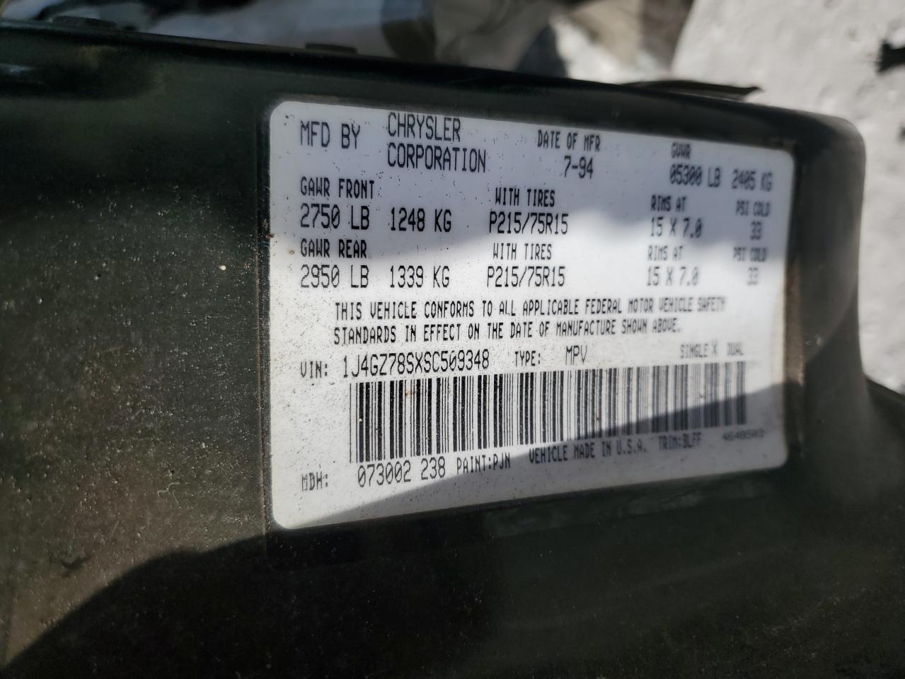 1995 Jeep Grand Cherokee Limited VIN: 1J4GZ78SXSC509348 Lot: 66335975